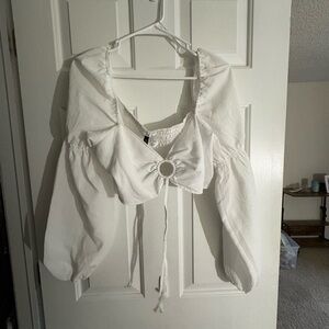 White long sleeve crop top